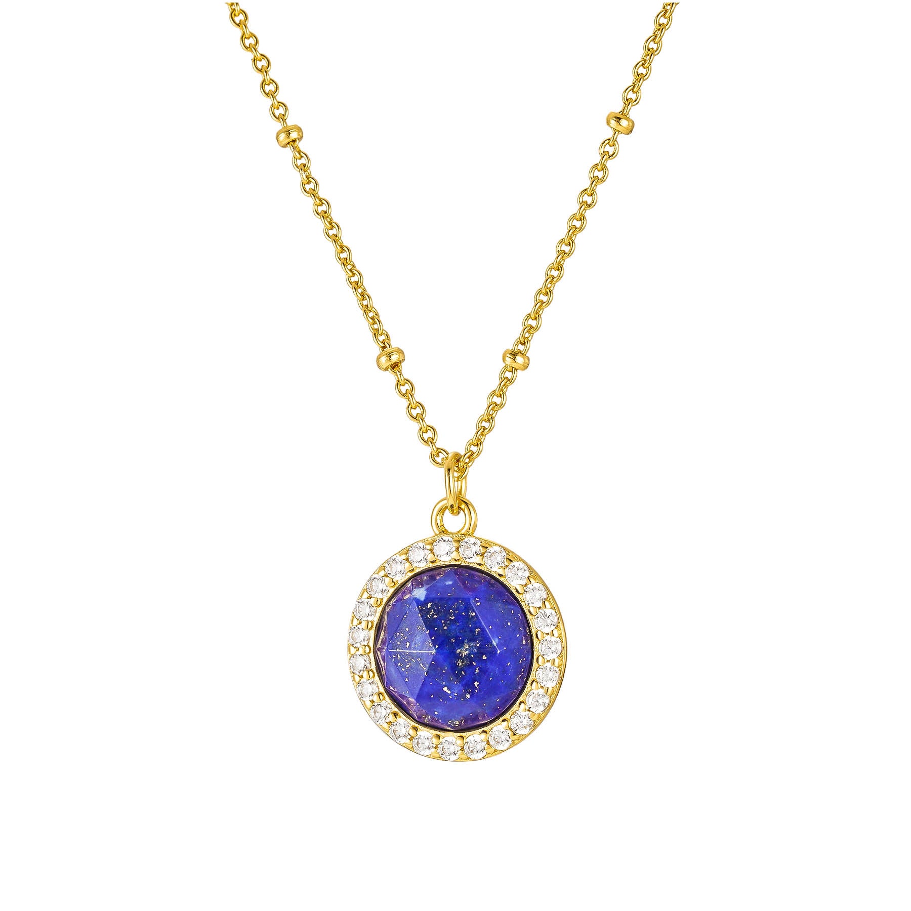 Nebula Halo Satellite Necklace/18K Yellow Gold & Lapis Lazuli