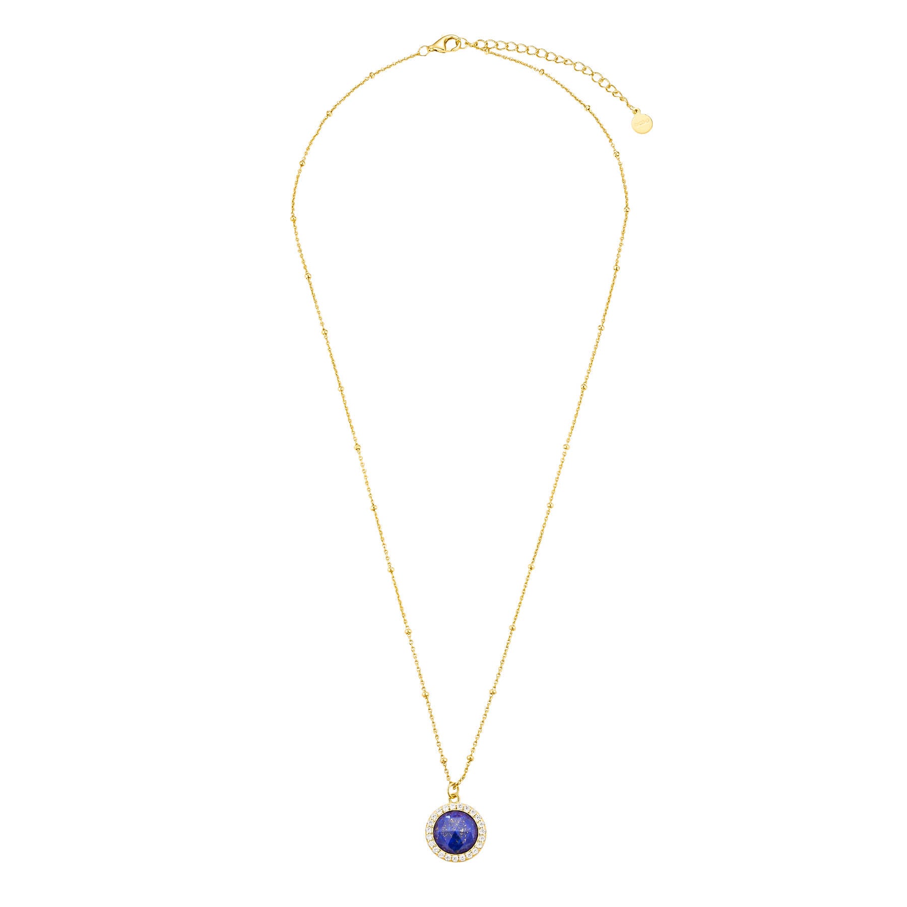 Nebula Halo Satellite Necklace/18K Yellow Gold & Lapis Lazuli